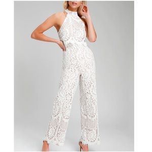 White lace jumpsuit XS